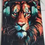 Картина холст "Лев у навушниках"
