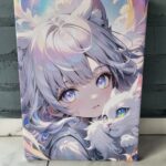 Картина/холст "Дівчинка з котиком"