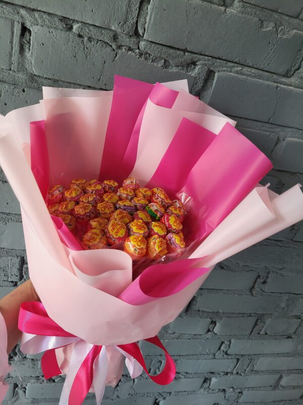 Солодкий букет з цукерками Chupa Chups, кількість цукерок 35 шт