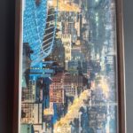 Настінна картина (фото) в рамці з фотографією панорама Києва у вечірній час.