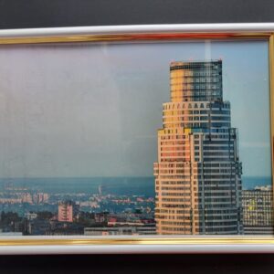 Настінна картина (фото) в рамці з фотографією панорама Києва у вечірній час.