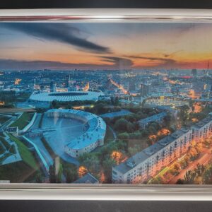 Настінна картина (фото) в рамці з фотографією панорама Києва у вечірній час.