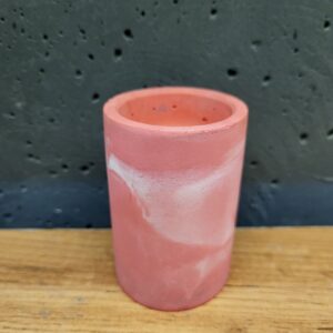 підсвічник з бетону рожевий з білим