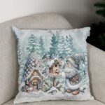 Подушка гобеленова новорічна Казкові гноми Шпаківня 45Х45СМ