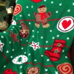 набір плед та подушка новорічні Печиво зелений. Подушка 45Х45СМ. Плед 130Х170СМ