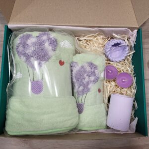 Подарунковий набір (набір рушників зелений+підсвічники 2 шт)