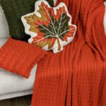 набір плед Happy Fall Kosa Помаранчевий та подушка-лист