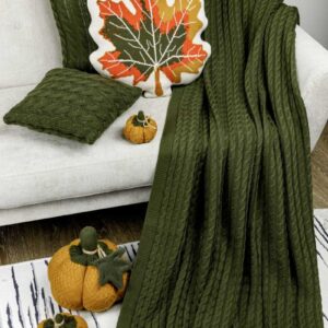 набір плед Happy Fall Kosa Оливковий та подушка-лист та Декоративний виріб Pumpkin охра D9СМ, D15СМ, D25СМ