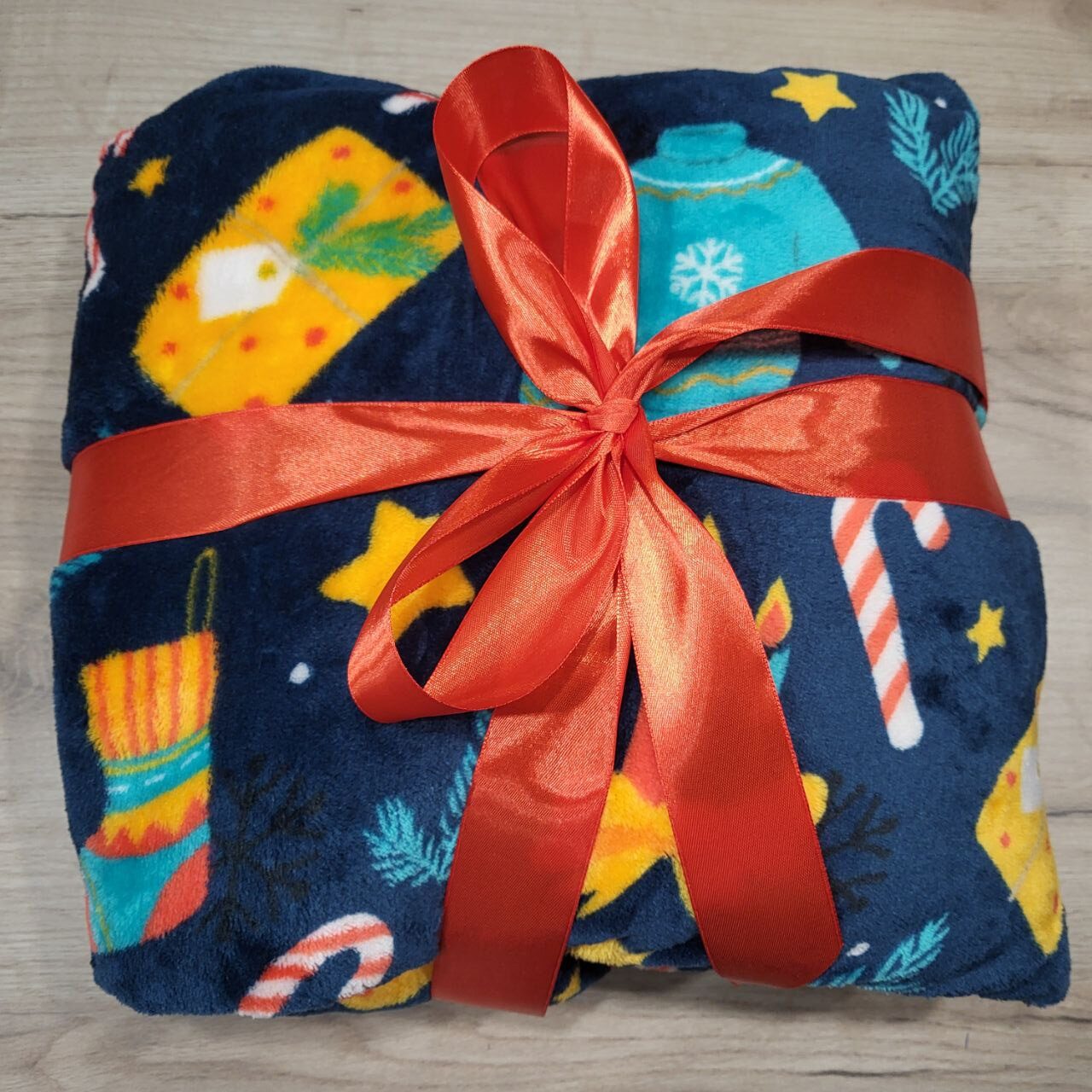 плед новорічний синій розмір 180х200см