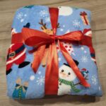 плед новорічний блакитний з сантою 150х200см