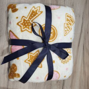 плед новорічний білий з печивом 180х200см