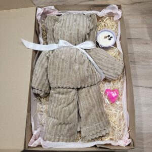 подарунковий набір: набір плед ведмедик та брелок та свічка