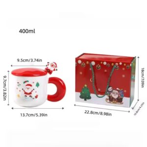 Різдвяна керамічна чашка з кришкою та ложкою Санта
