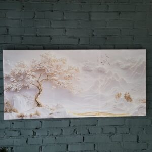 Картина холст Біла сакура в горах. Розміри 134х64см