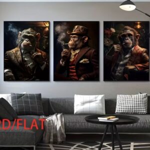 набір картин Аристократ у світі приматів. Набір з 3-х картин. Розміри картин 74.5х55см, 74.5х54см, 74.5х54см