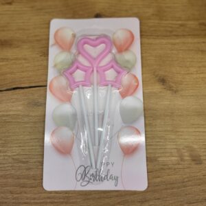 Свічки на торт Зірки та серце (рожеві і сині)