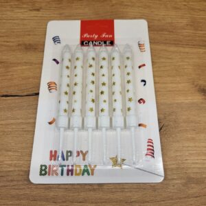 Свічки на торт Білі в золоту зірочку