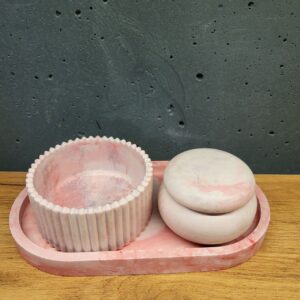 набір виробів з бетону - колір білий з рожевим