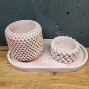 набір виробів з бетону - колір білий з рожевим