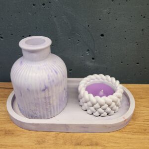 набір виробів з бетону - колір білий з лавандовим