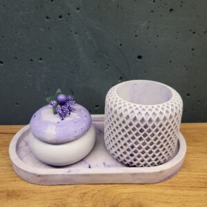набір виробів з бетону - колір білий з лавандовим
