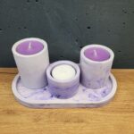 набір виробів з бетону - колір білий з лавандовим