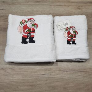 Набір рушників махровий новорічний (2 шт -50х100, 70х140) - білий