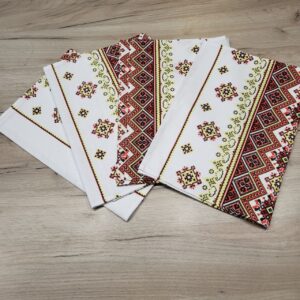 Рушник лляний з орнаментом (червоний) 35х70см