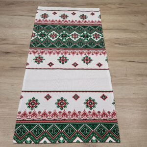 Рушник лляний з орнаментом (зелений) 35х70см