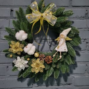 Новорічний вінок з Ангелом розмір 47х47см