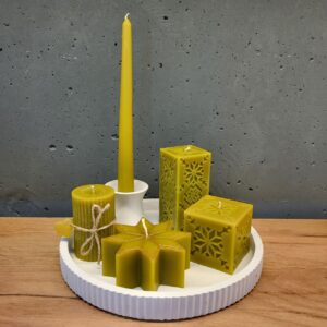 Набір Різдвяний свічки та підсвічники і підставка з бетону (7шт)