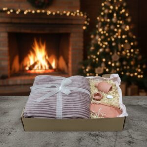 подарунковий набір: плед шарпей фіолетовий та набір з бетону