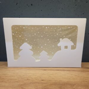 Коробка біла з будиночком 23х15х6см