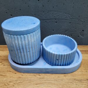 набір виробів з бетону синій, підсвічник та горщик