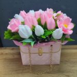 Букет з мила Рожеві тюльпани в сумочці