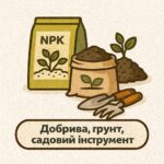 Добрива, грунт, садовий інтсрумент
