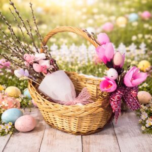 Кошик Великодній з декором в українському стилі